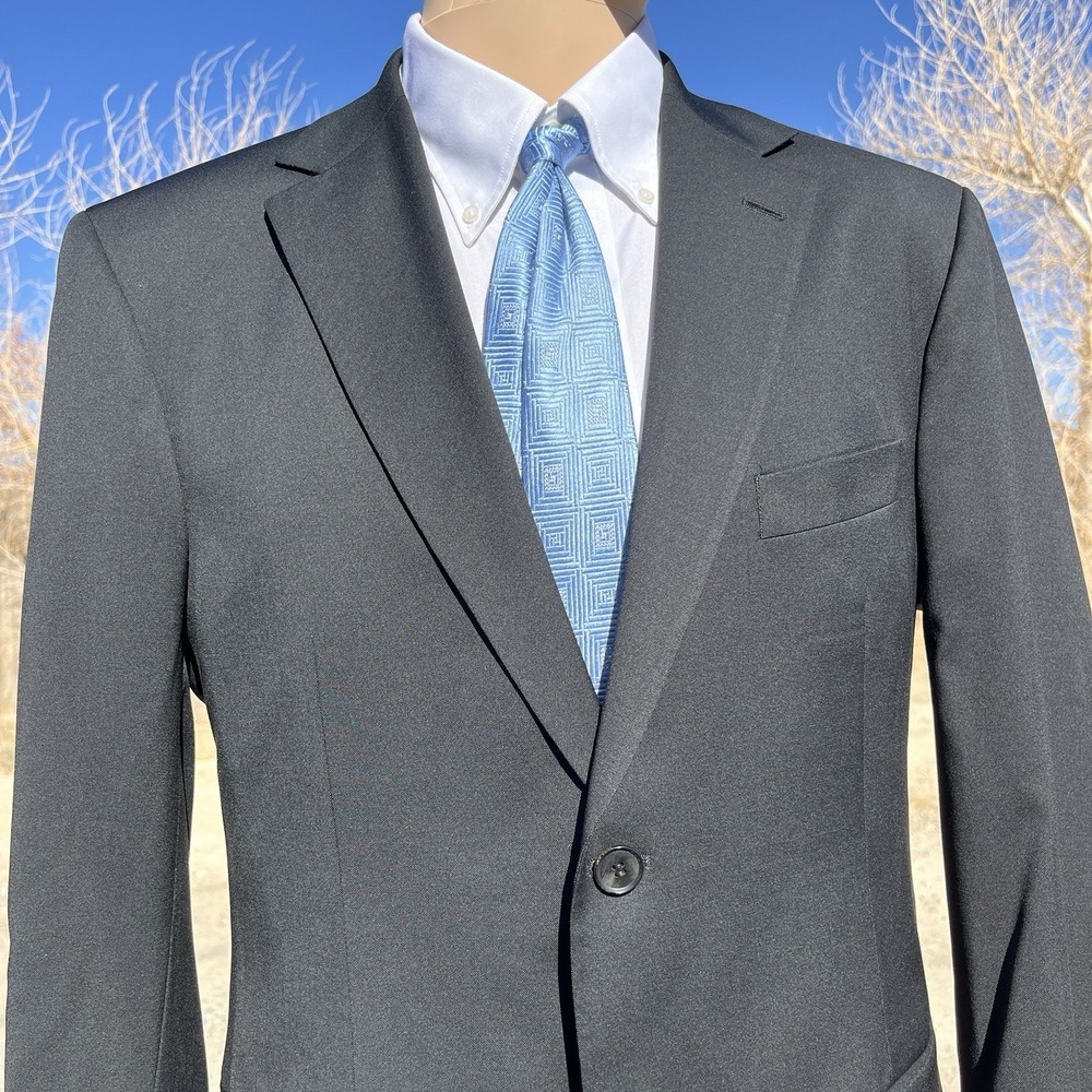 Hugo Boss Suit Jacket Mens 40R Black Two Button Blazer Made in USA